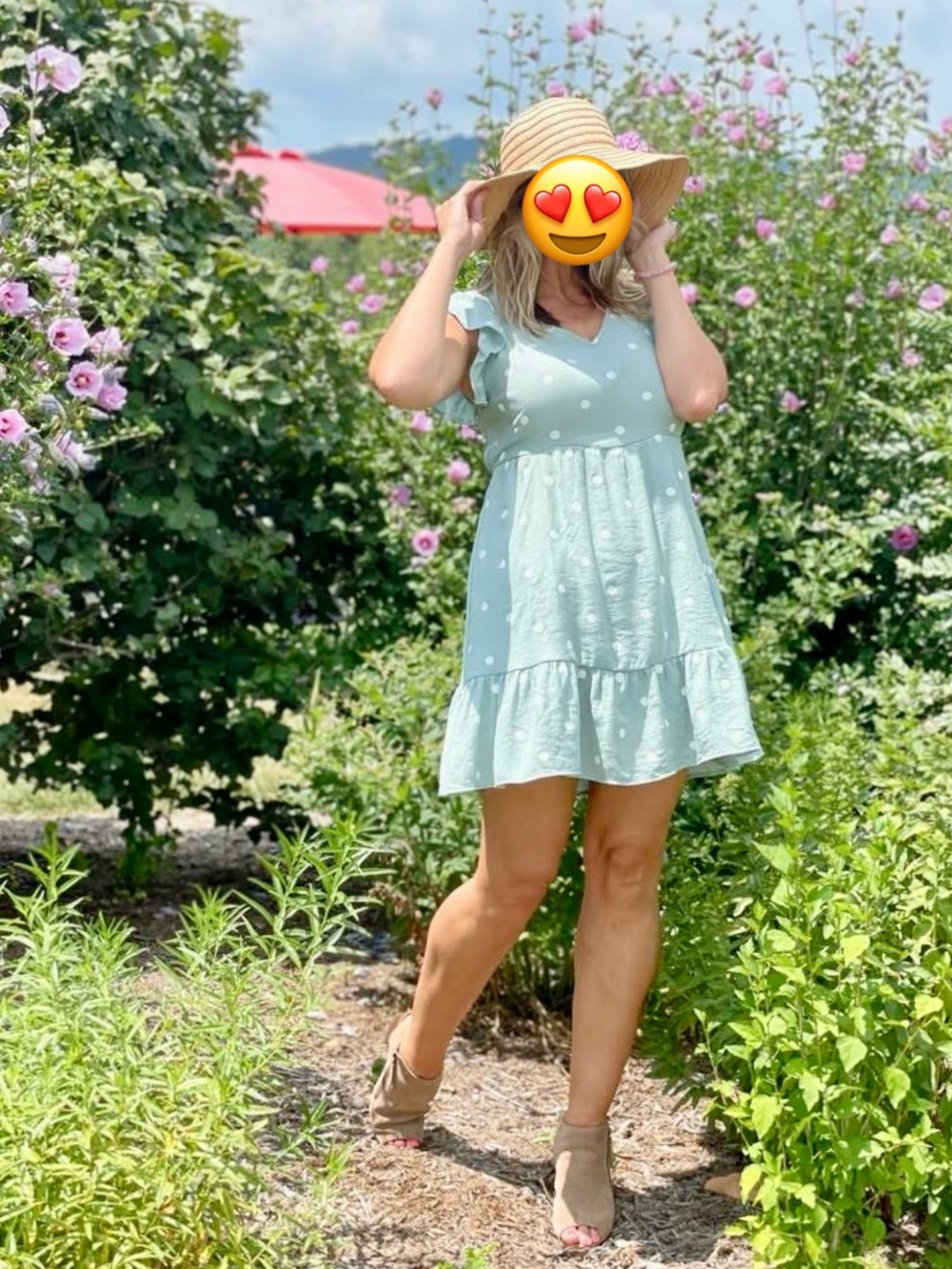 mine Sage Green Polka Dot Mini Dress